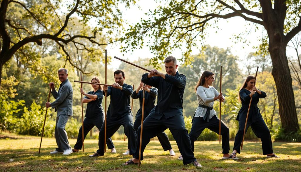 walking stick defense stances